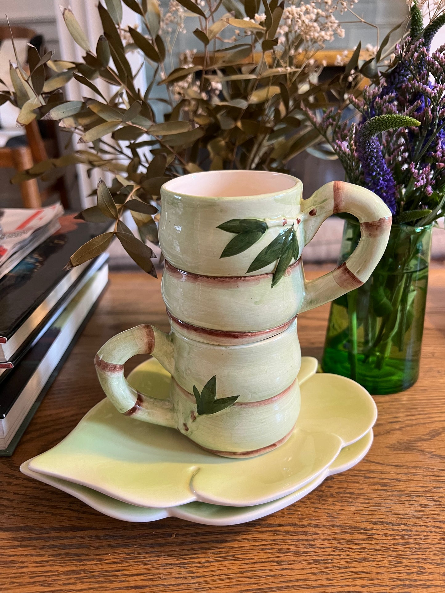 2 tasses bambou avec sous tasses