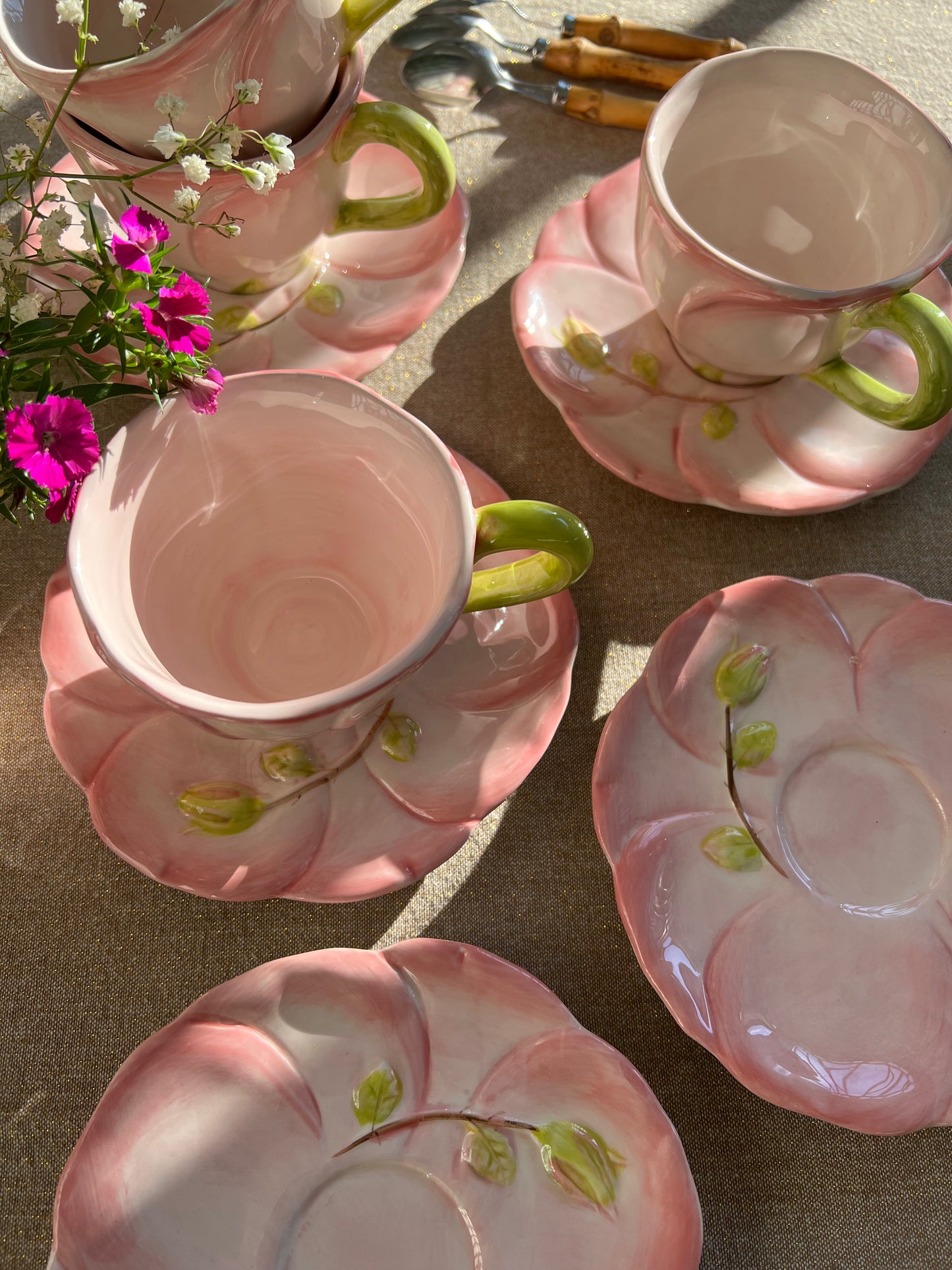5 tasses à café/thé fleurs