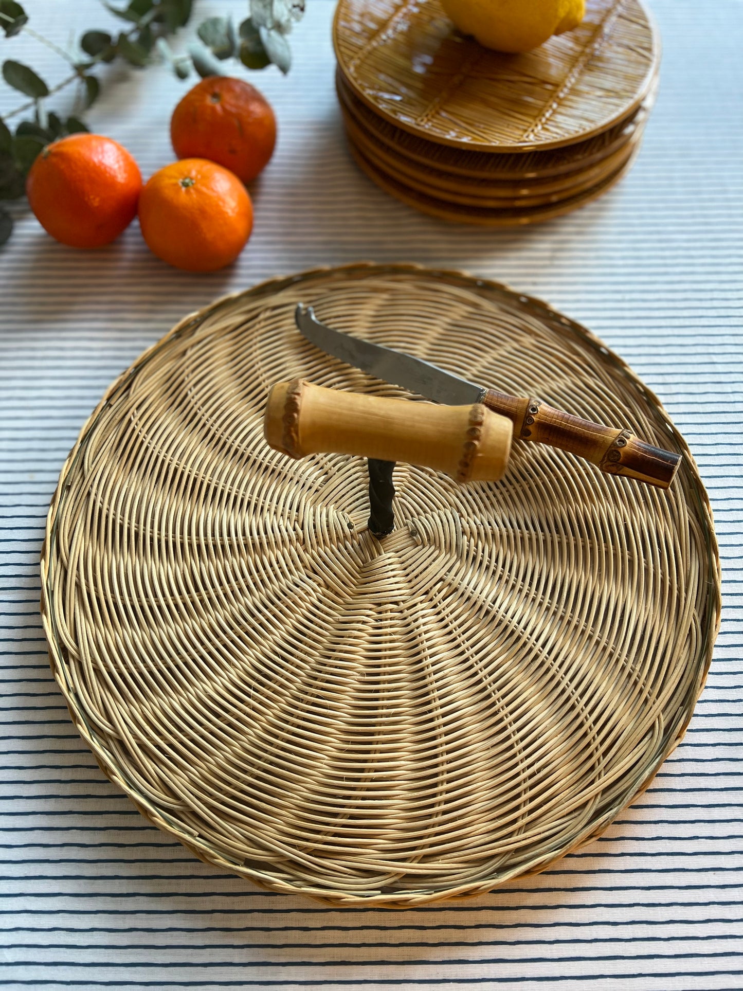 Plateau fromage osier et bambou