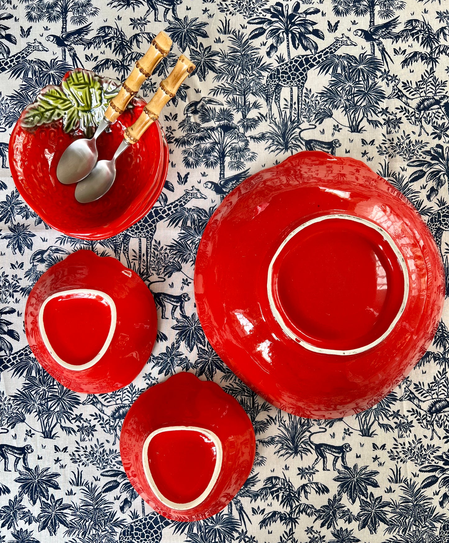 Ensemble 1 saladier et 5 coupelles fraises