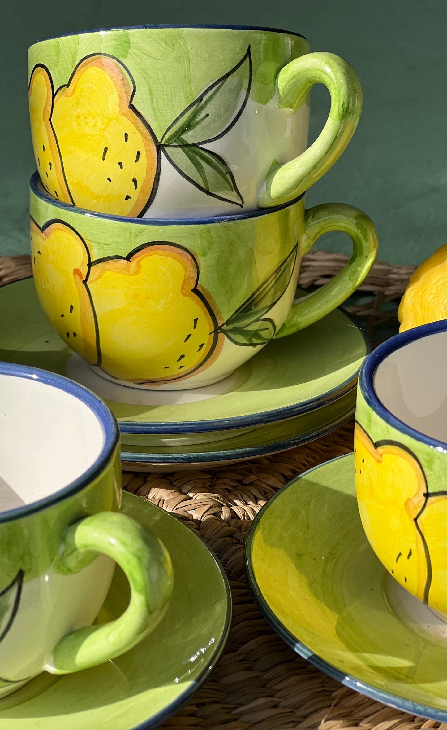 4 tasses à café citrons