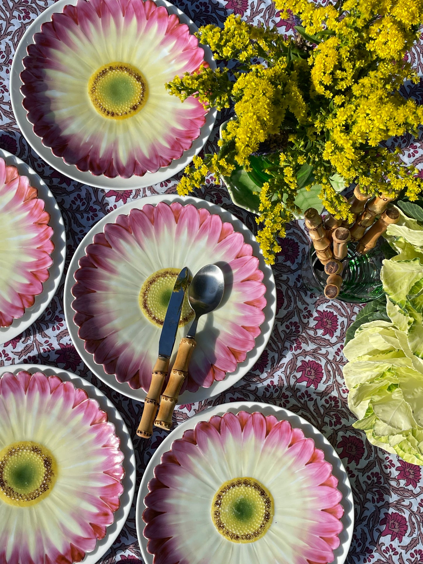 6 assiettes à dessert fleurs peintes à la main