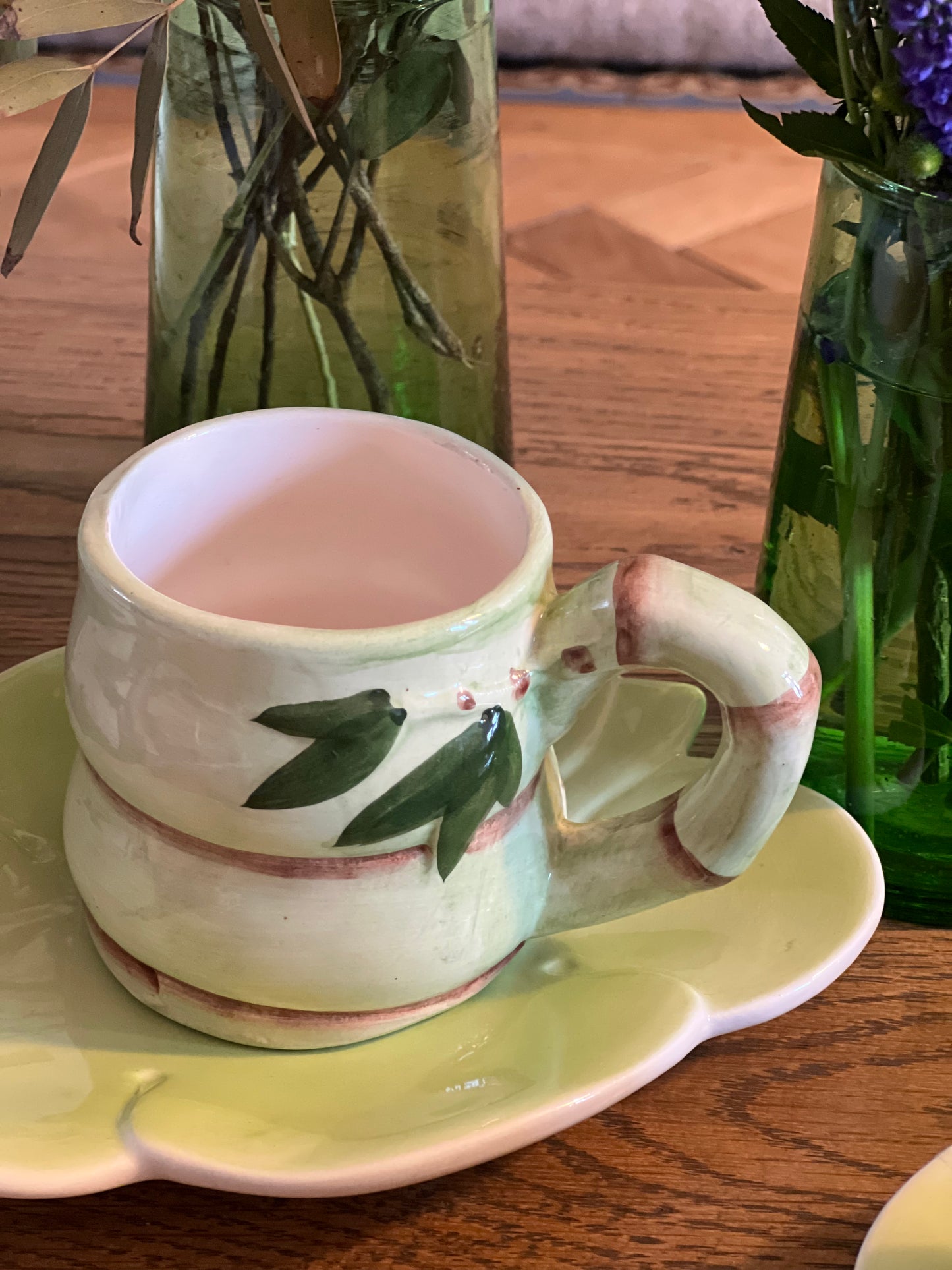 2 tasses bambou avec sous tasses