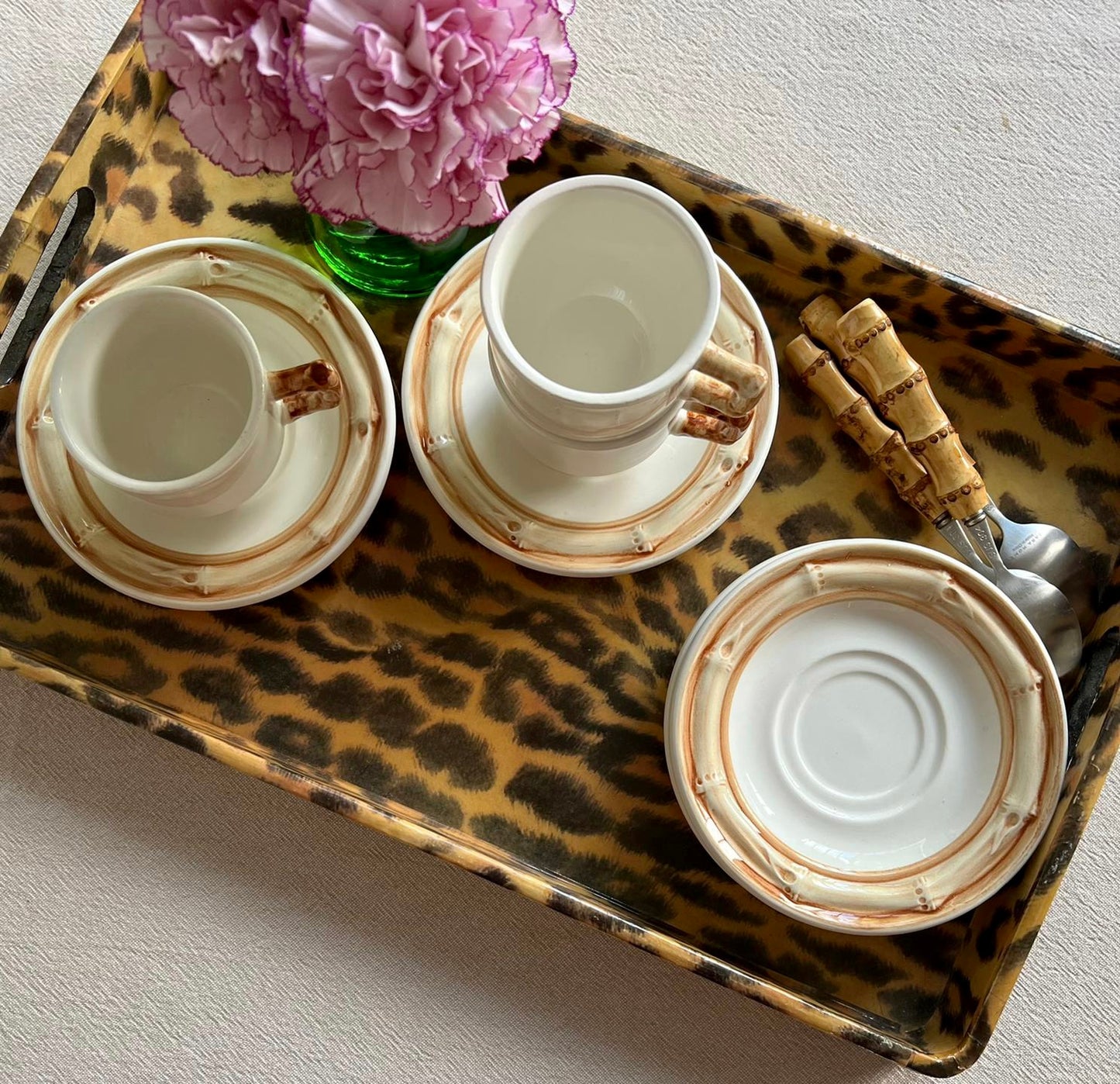 3 tasses et sous tasses bambou Gien