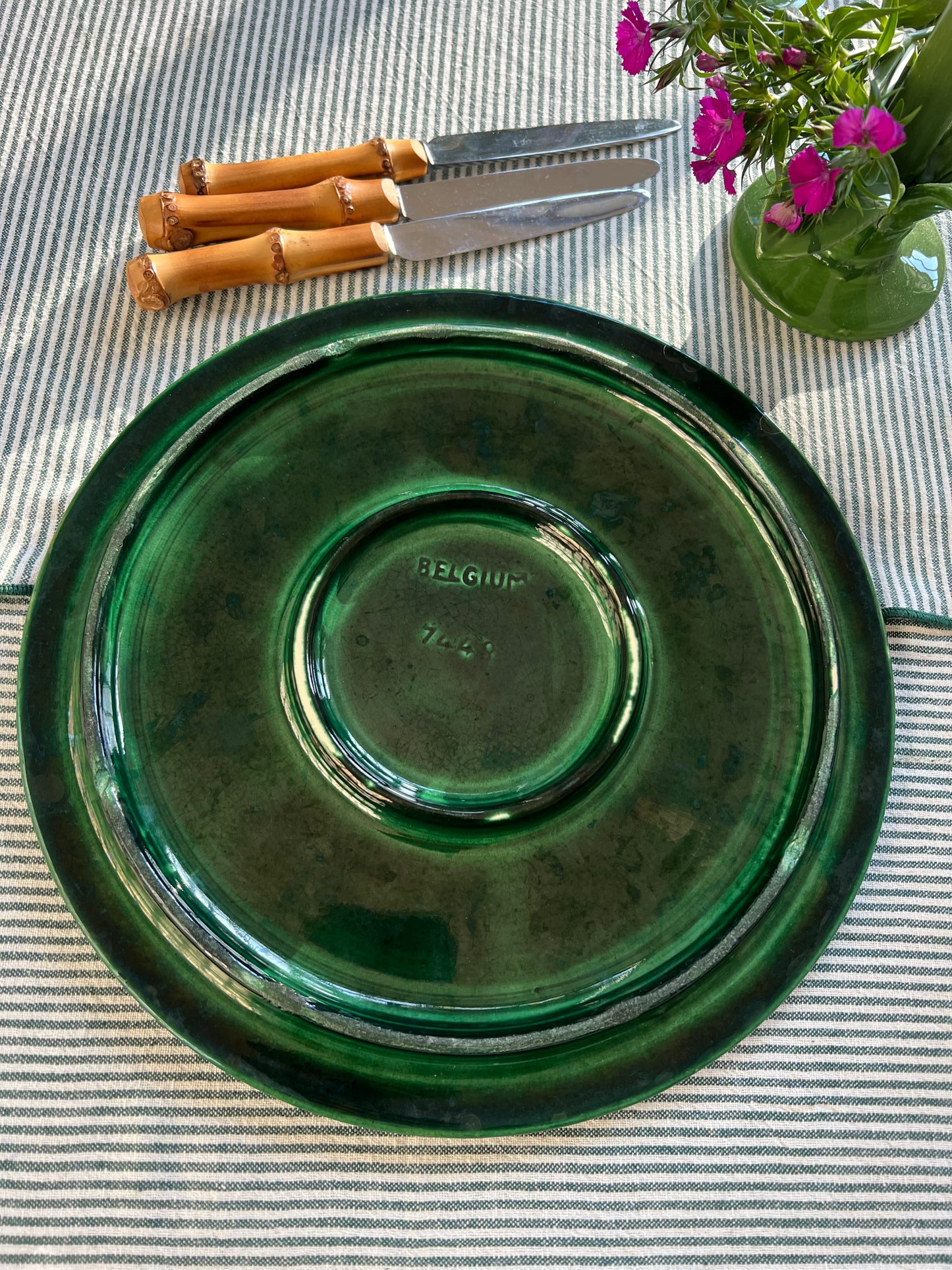 Plateau fromage céramique vert paille