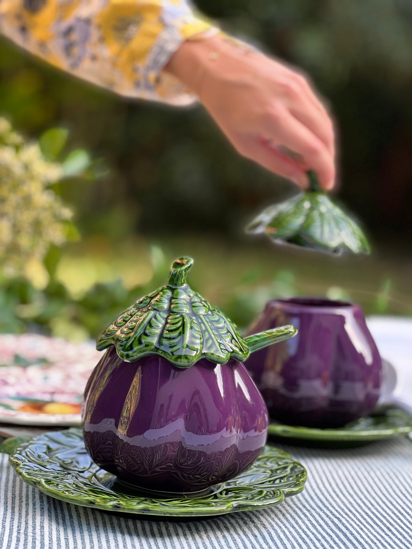 Grand confiturier/sucrier aubergine