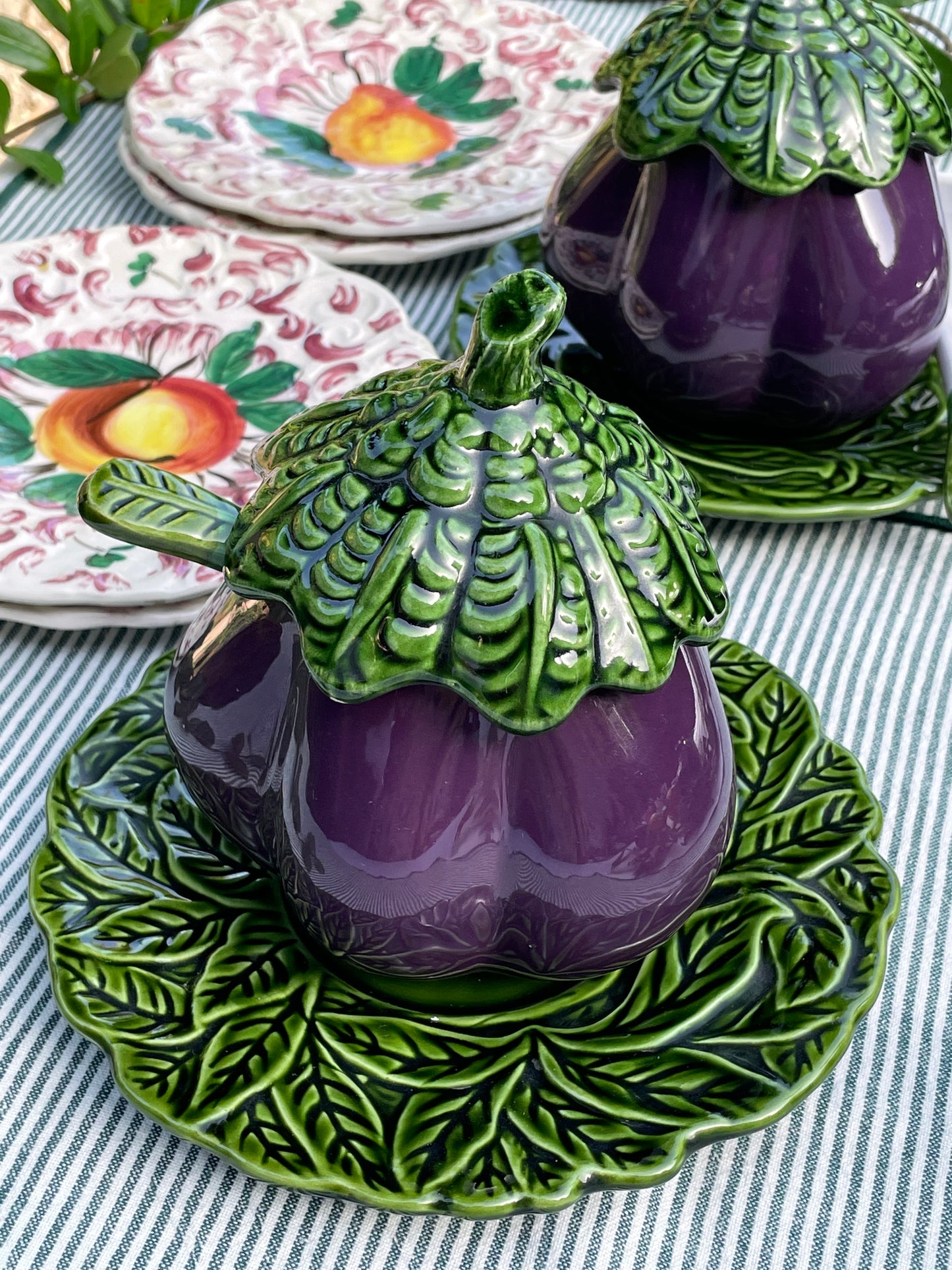 Grand confiturier/sucrier aubergine