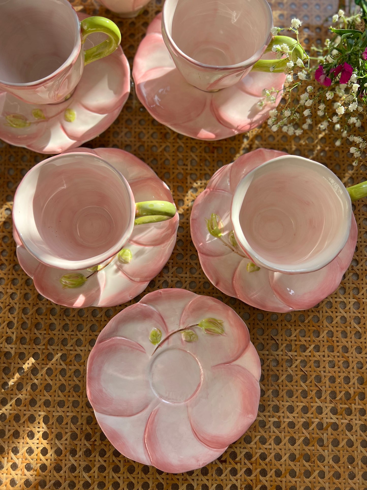 5 tasses à café/thé fleurs