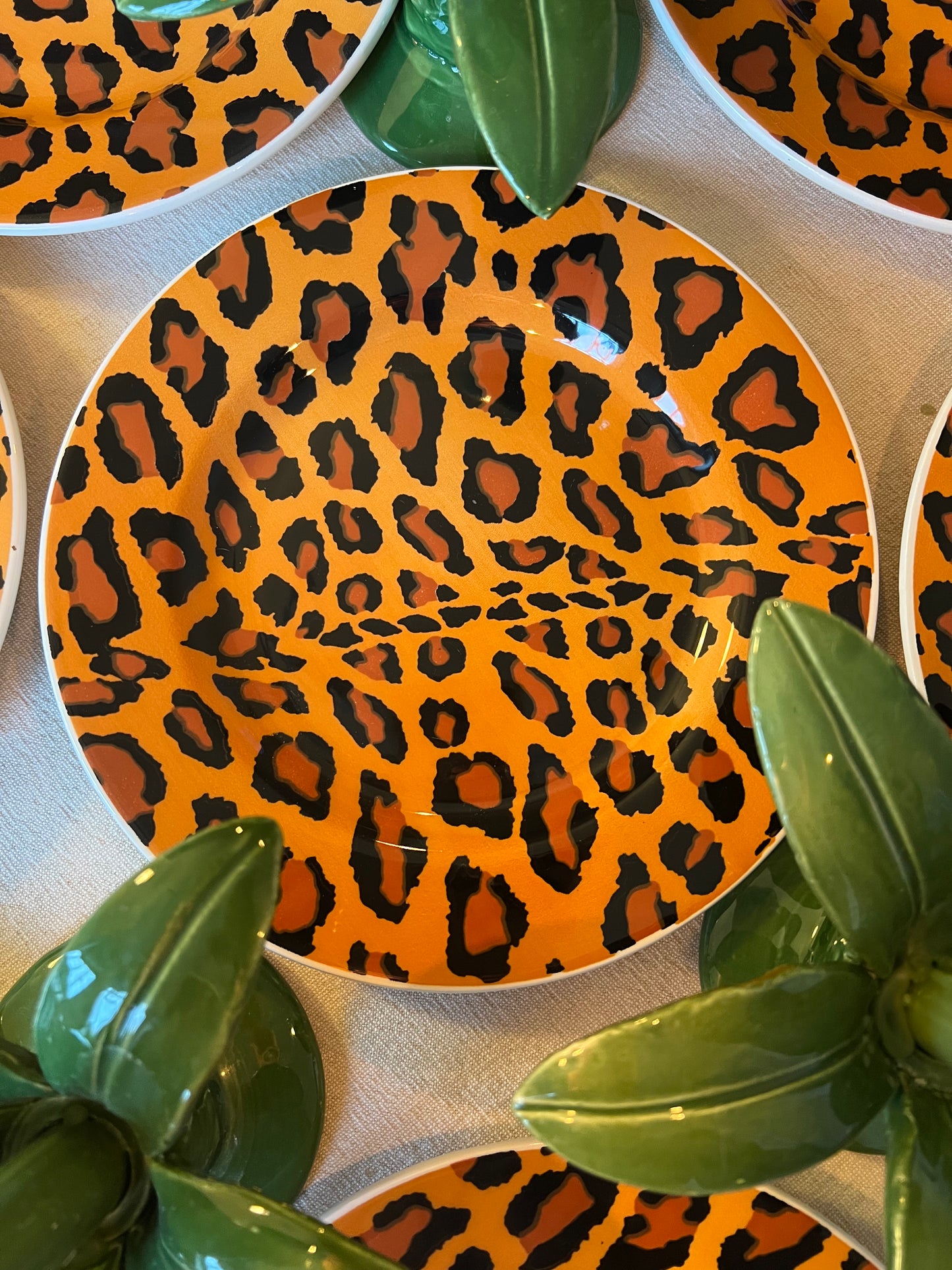 12 assiettes dessert Leopard Made in Italy