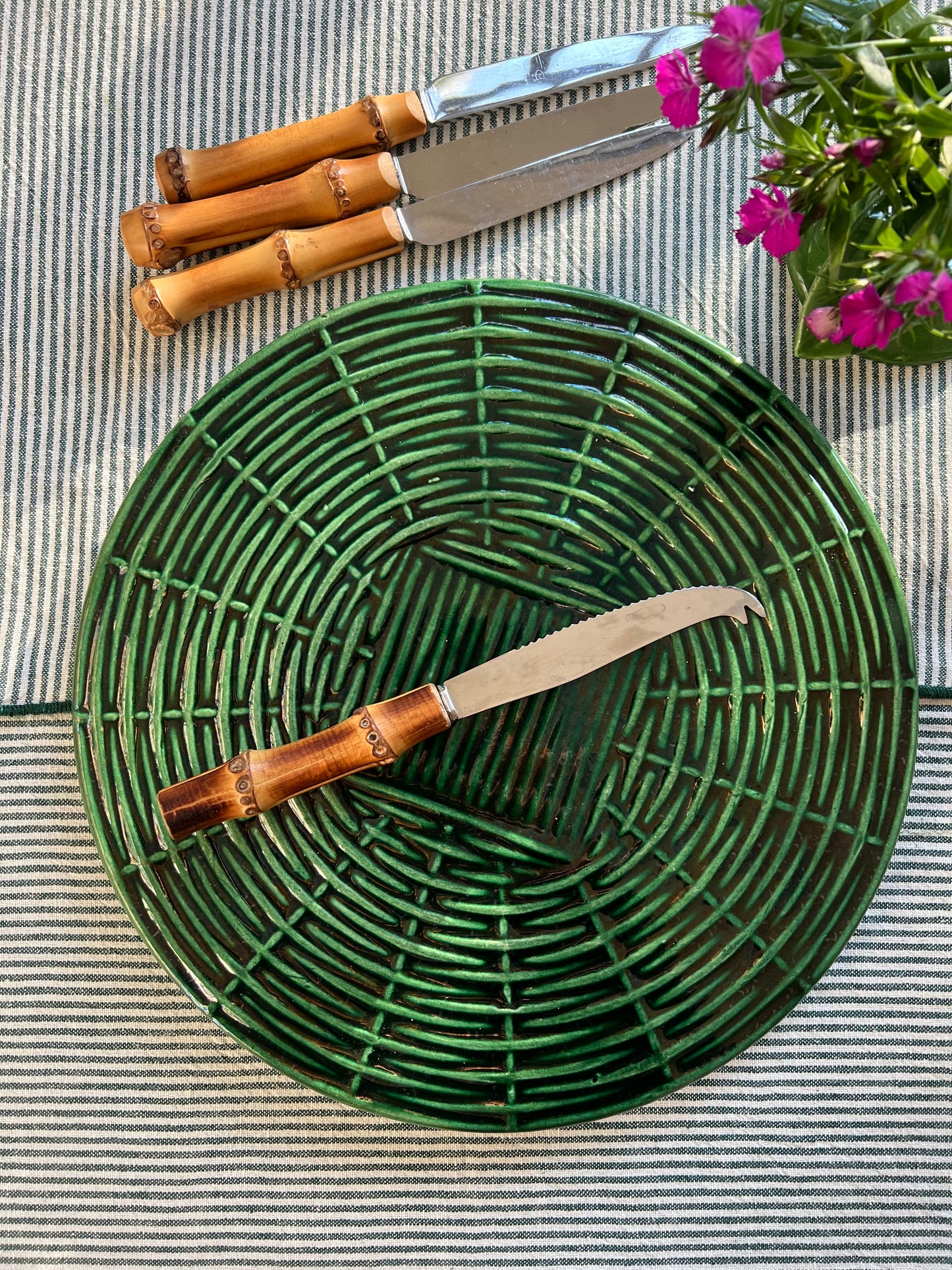 Plateau fromage céramique vert paille