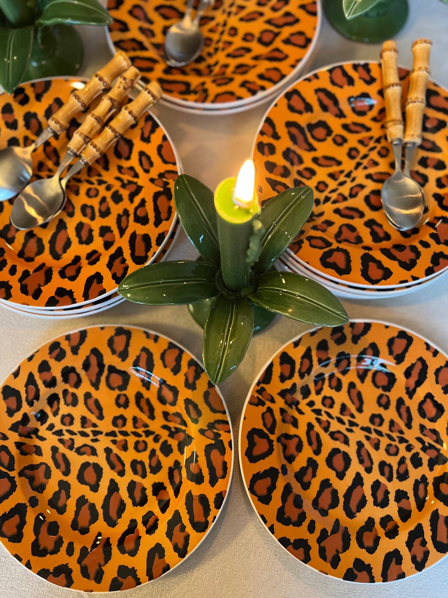 12 assiettes dessert Leopard Made in Italy