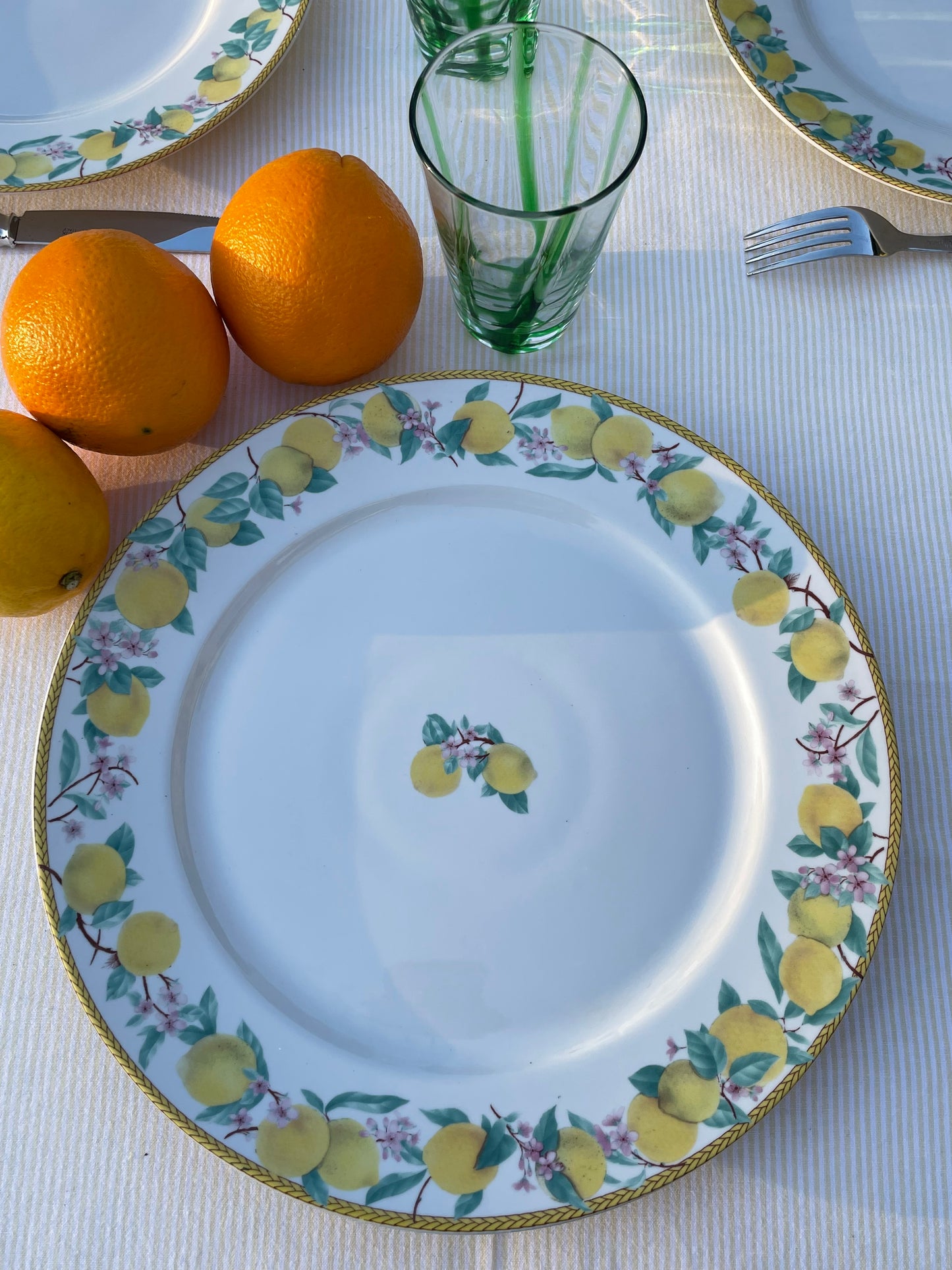 6 assiettes plates et un grand plat citrons Made in Italy