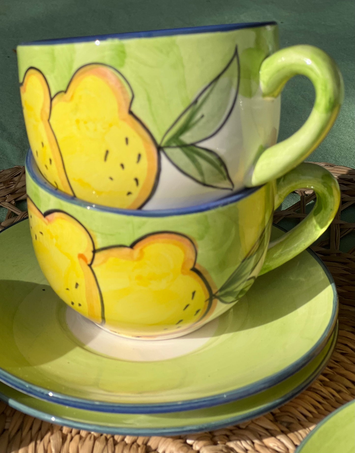 4 tasses à café citrons