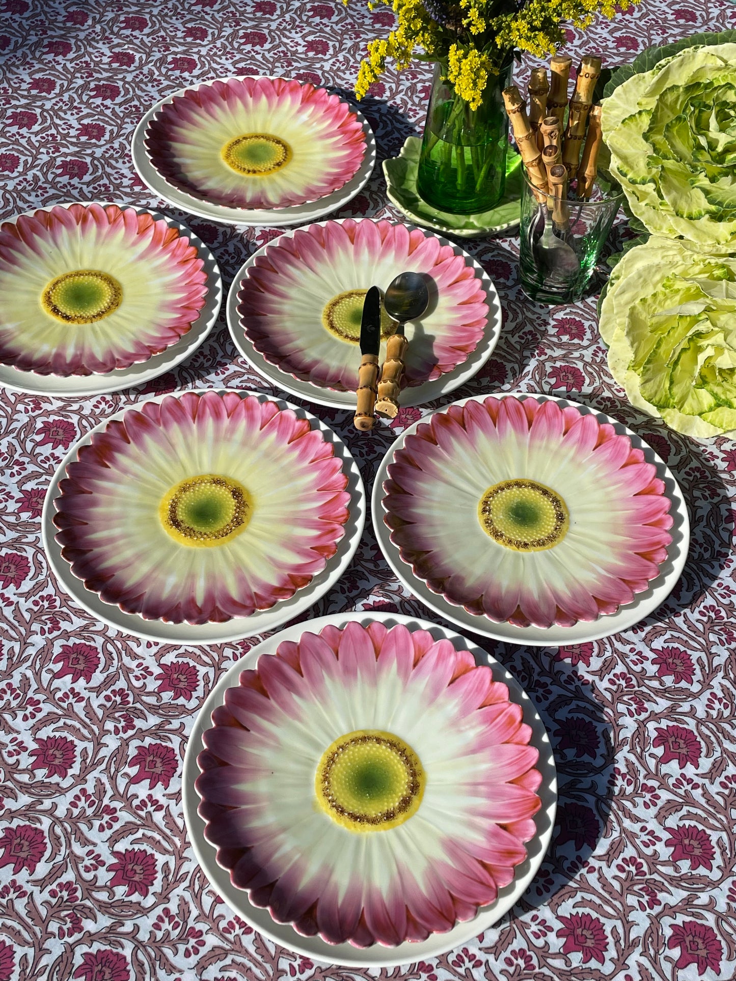 6 assiettes à dessert fleurs peintes à la main