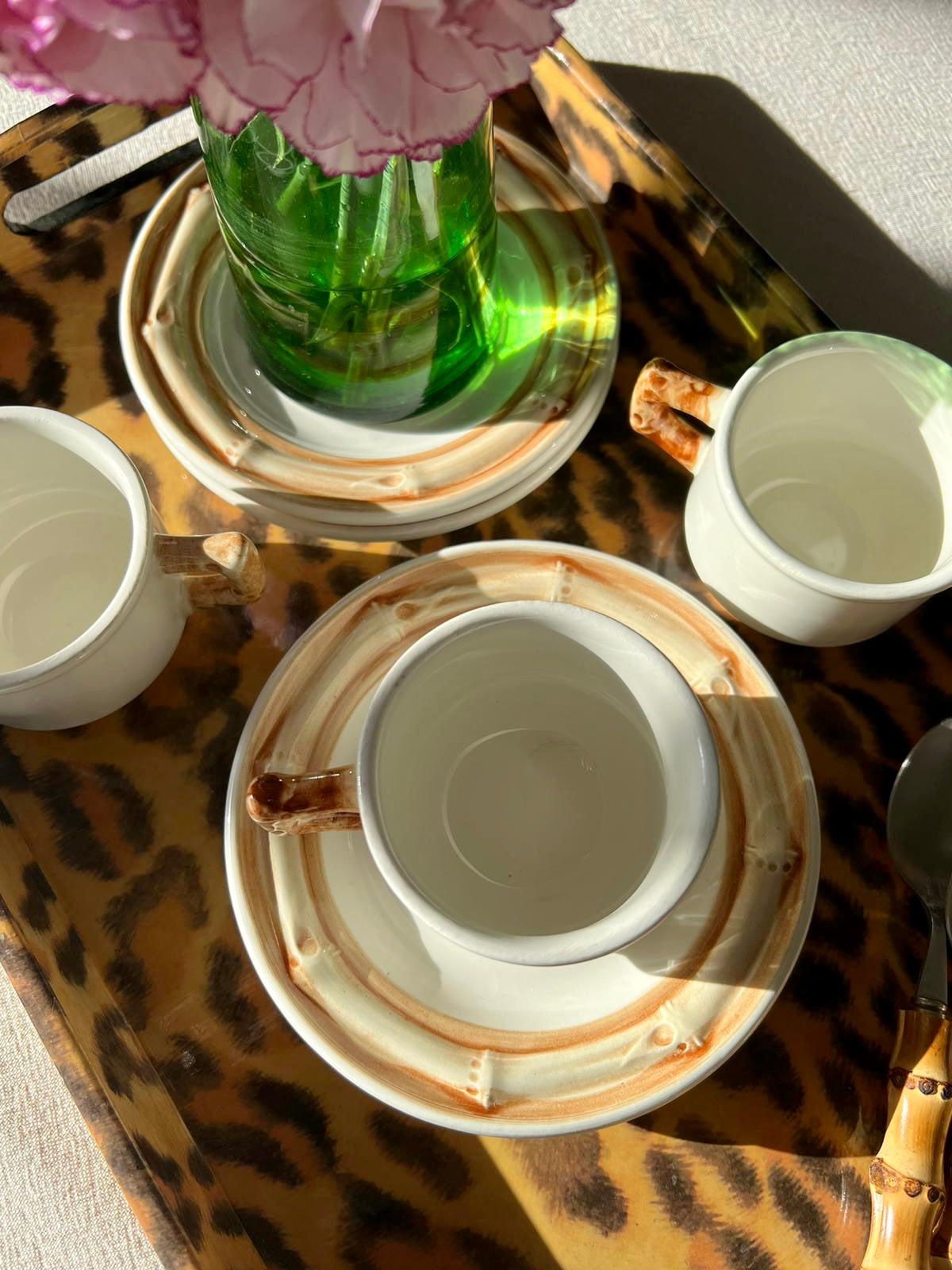 3 tasses et sous tasses bambou Gien