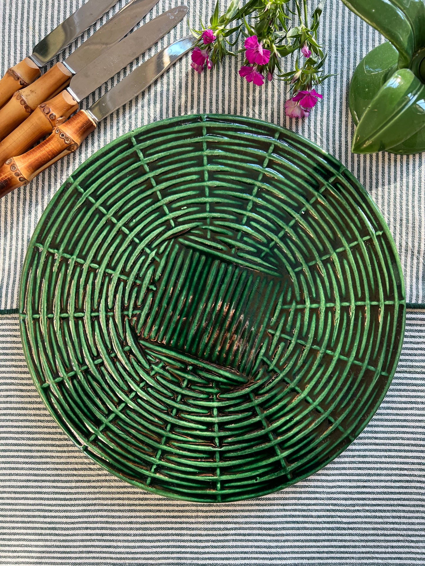 Plateau fromage céramique vert paille