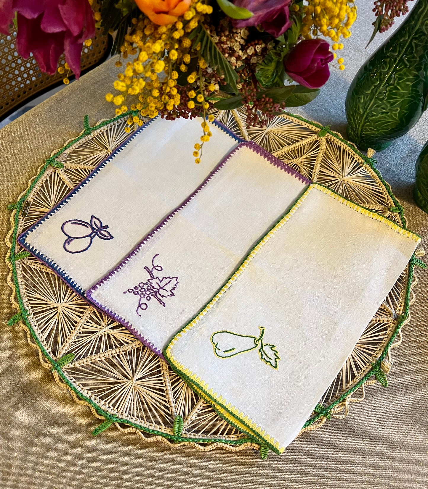 9 Serviettes de table fruits