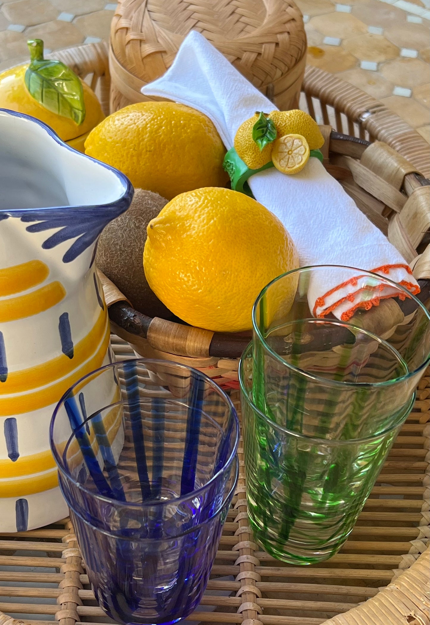 6 ronds de serviettes Citrons