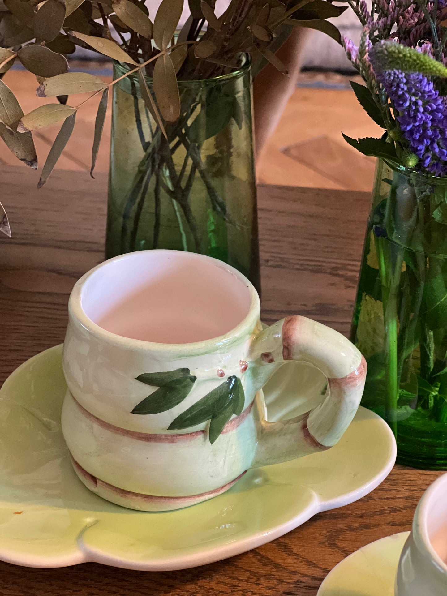 2 tasses bambou avec sous tasses