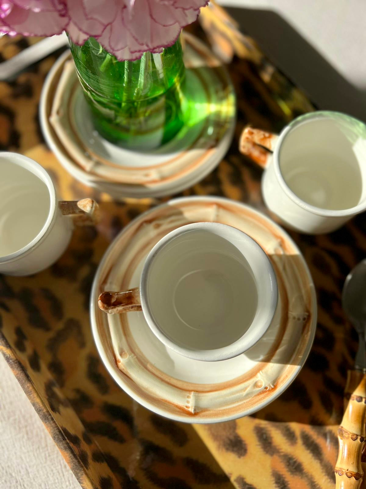 3 tasses et sous tasses bambou Gien