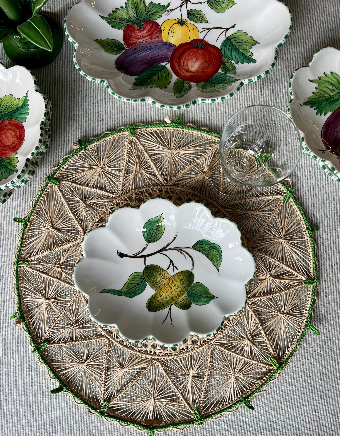 1 ensemble saladier et 6 coupelles Fruits Made in Italy
