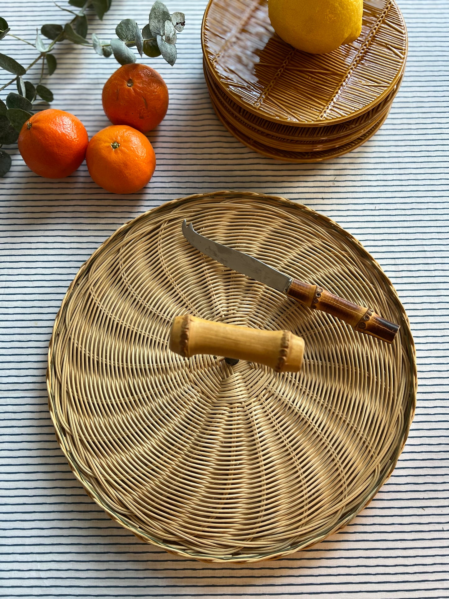 Plateau fromage osier et bambou