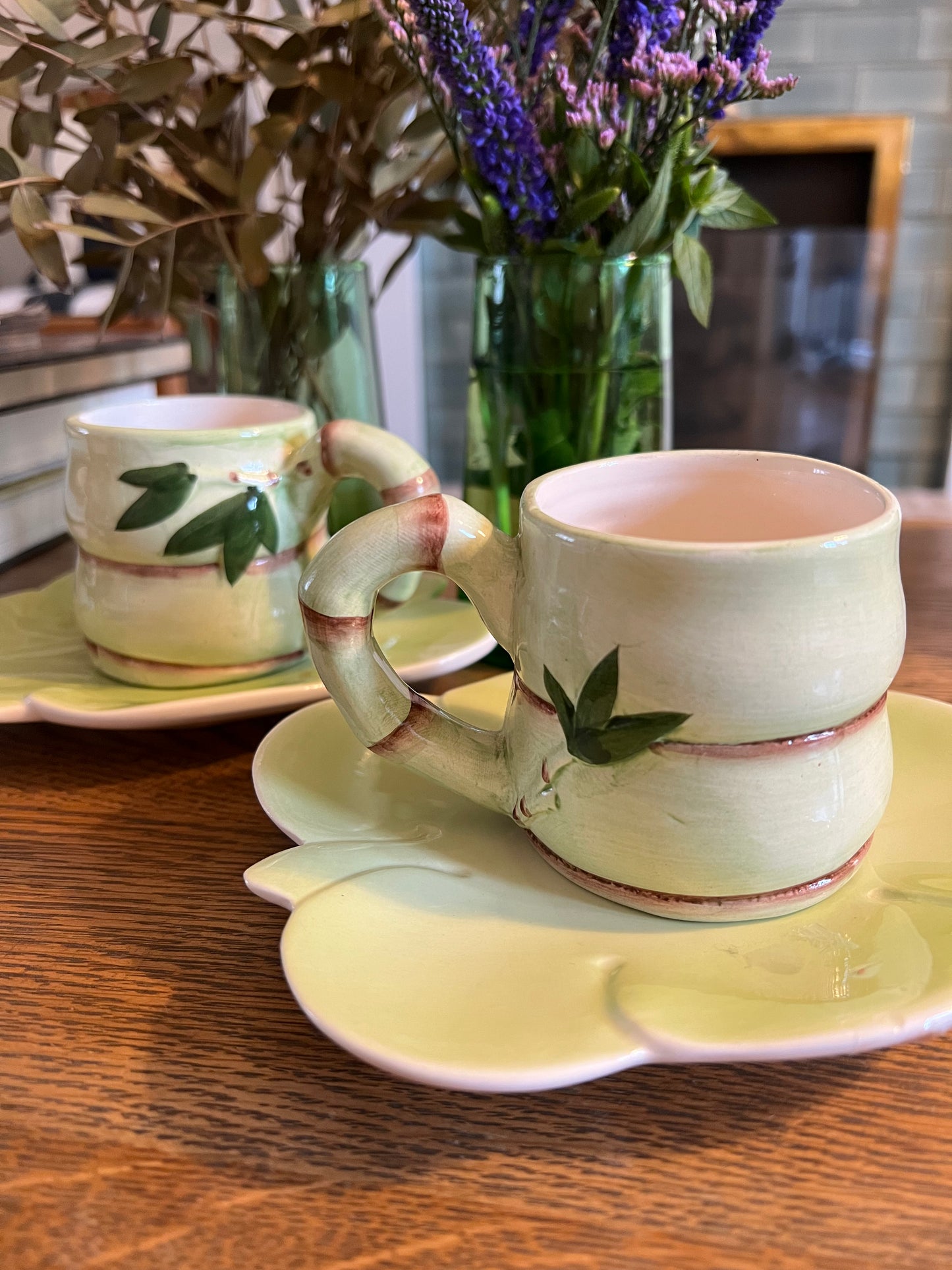 2 tasses bambou avec sous tasses