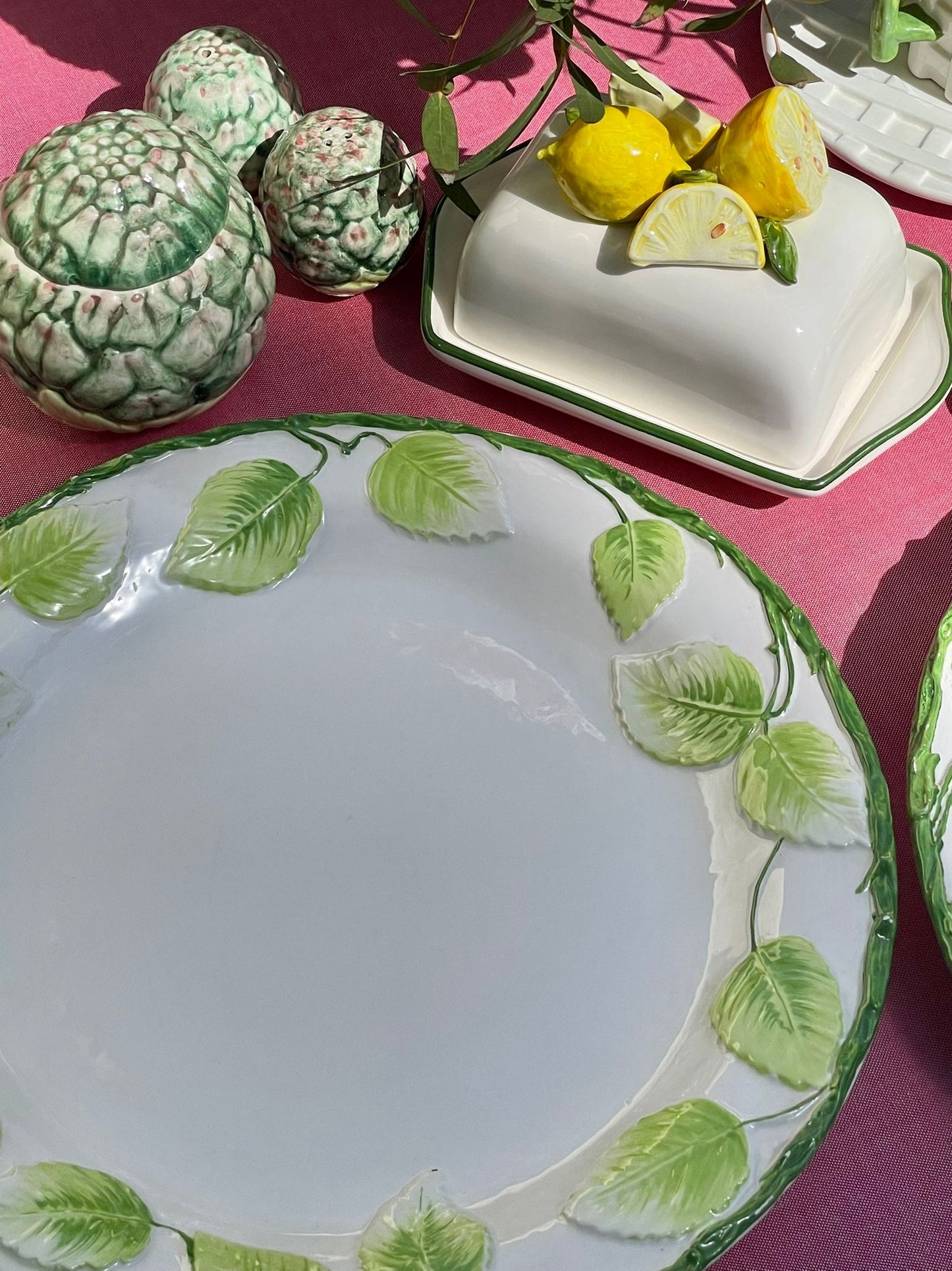 2 assiettes de présentation feuilles Made in Italy