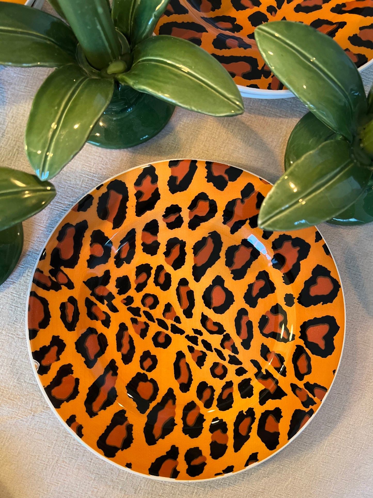 12 assiettes dessert Leopard Made in Italy