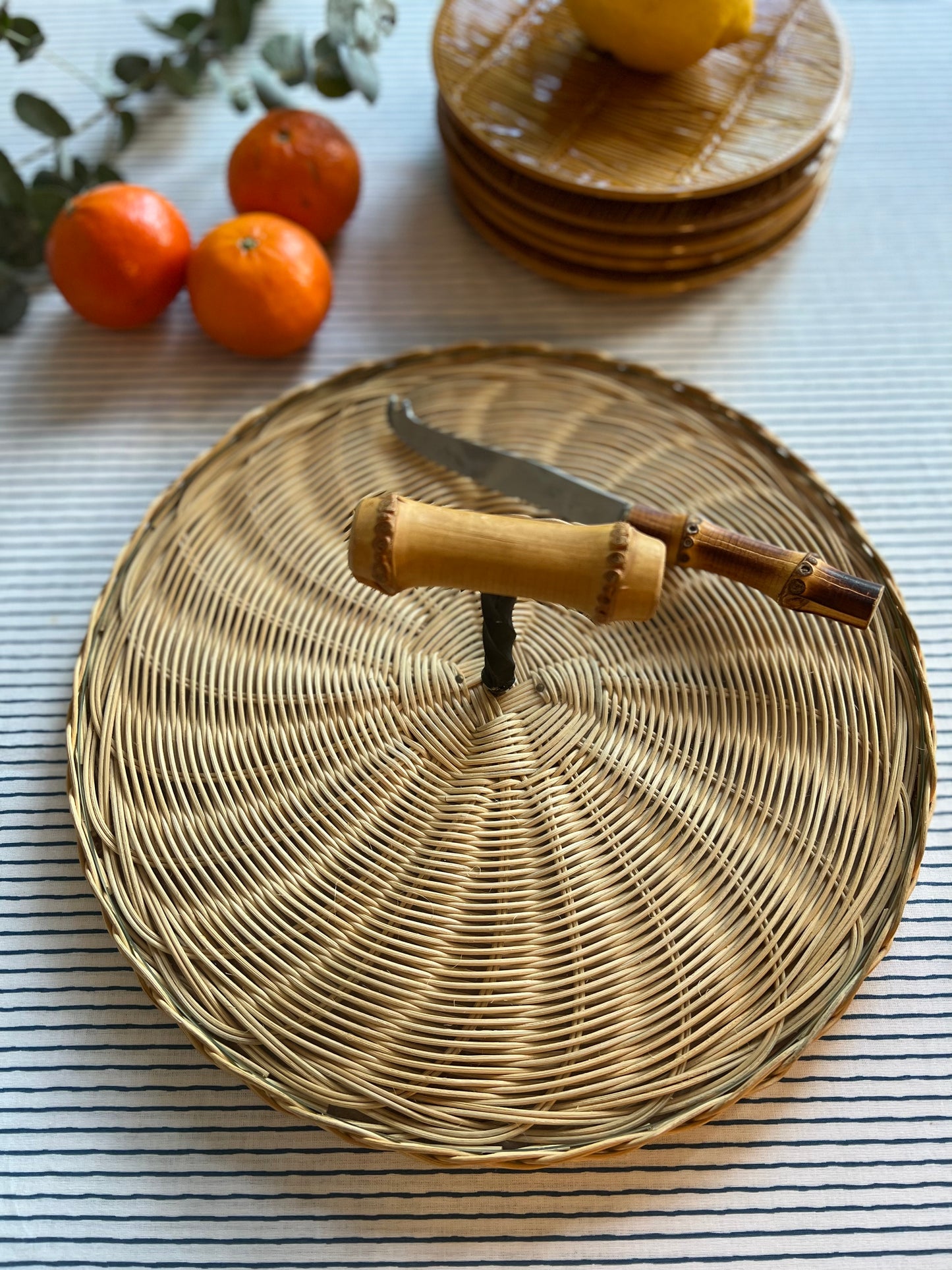 Plateau fromage osier et bambou