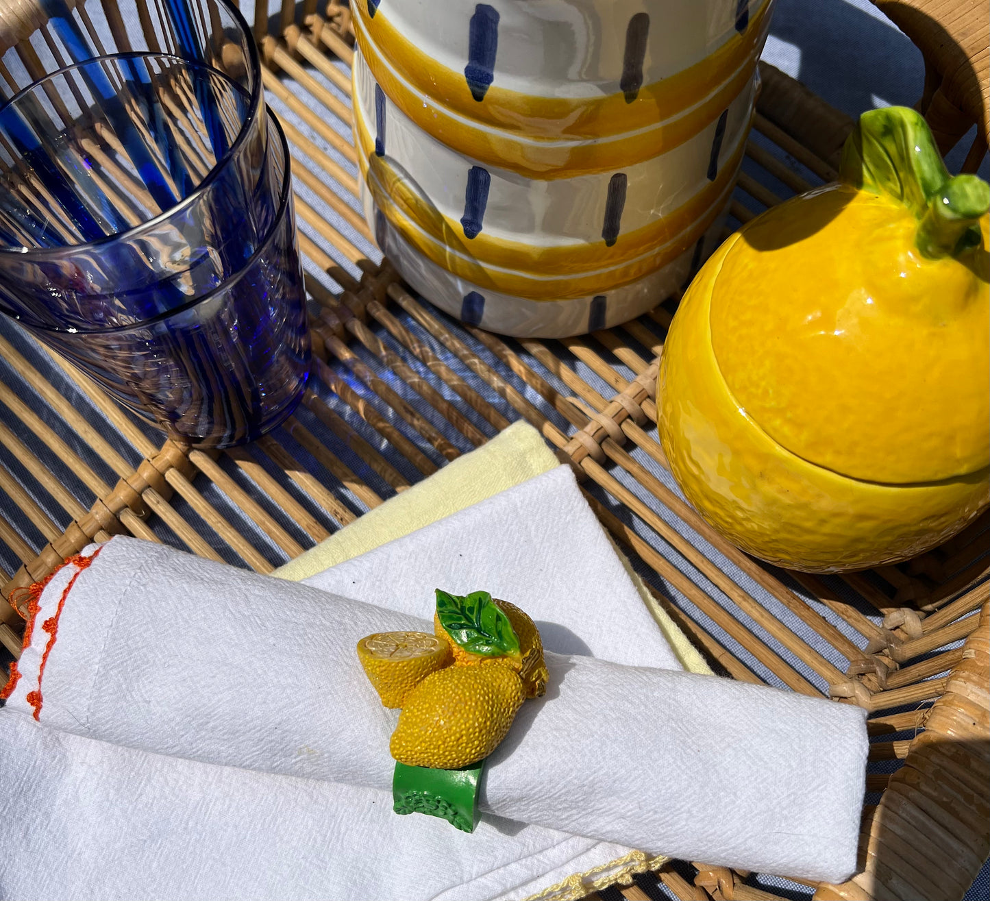 6 ronds de serviettes Citrons