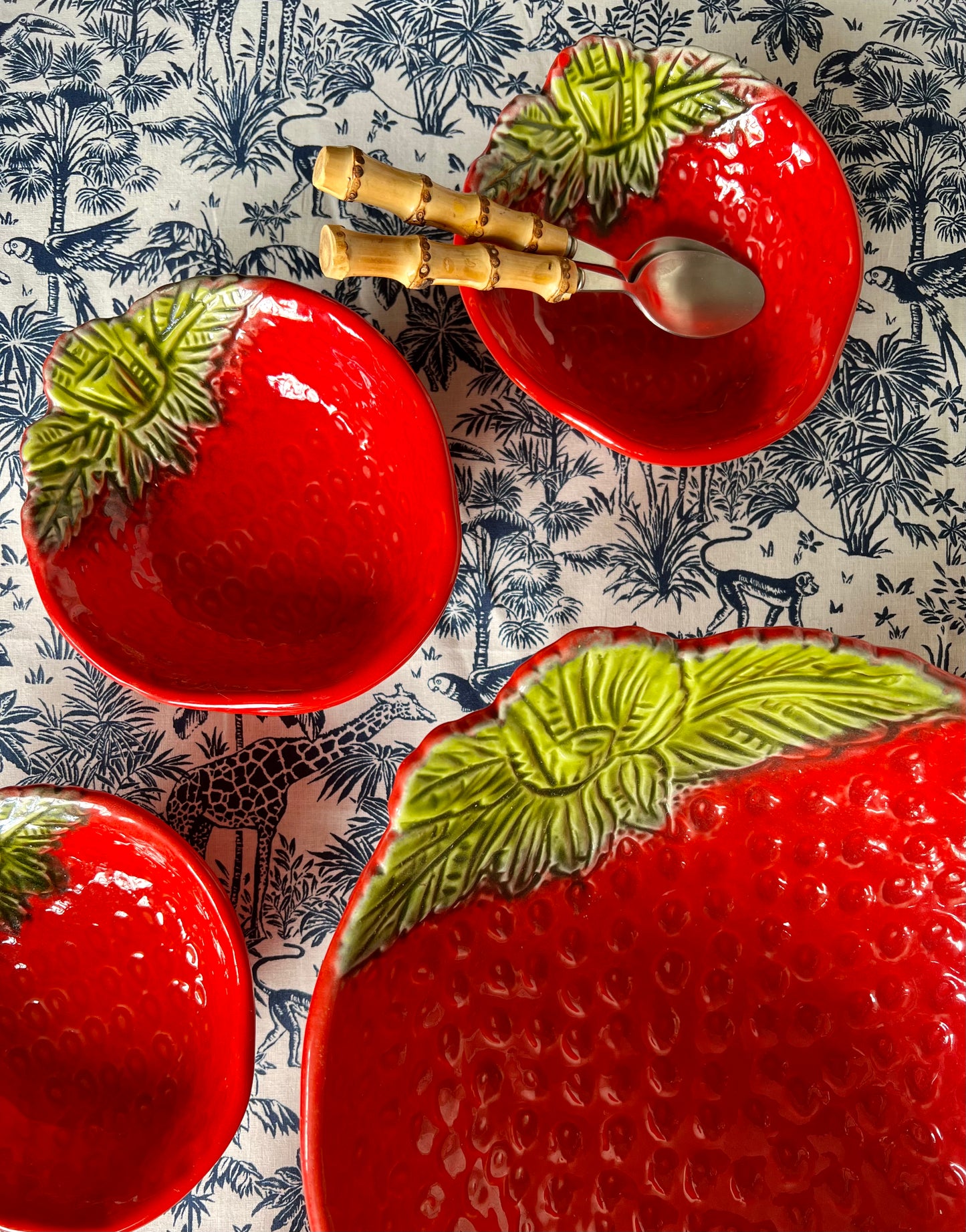 Ensemble 1 saladier et 5 coupelles fraises