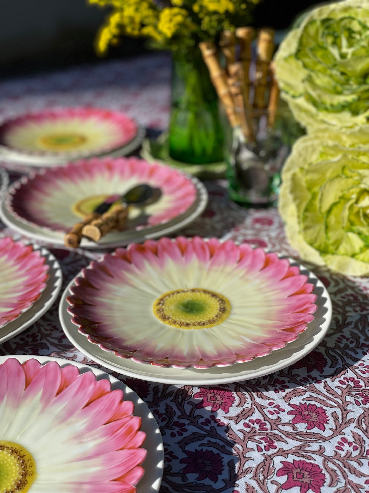6 assiettes à dessert fleurs peintes à la main