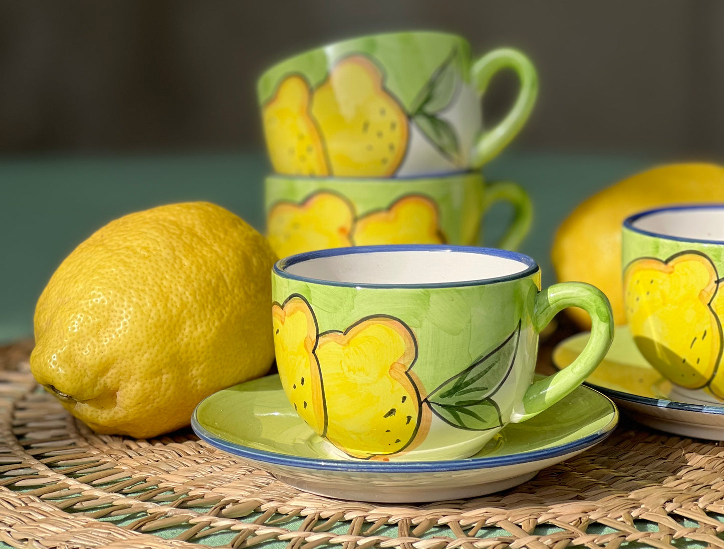 4 tasses à café citrons