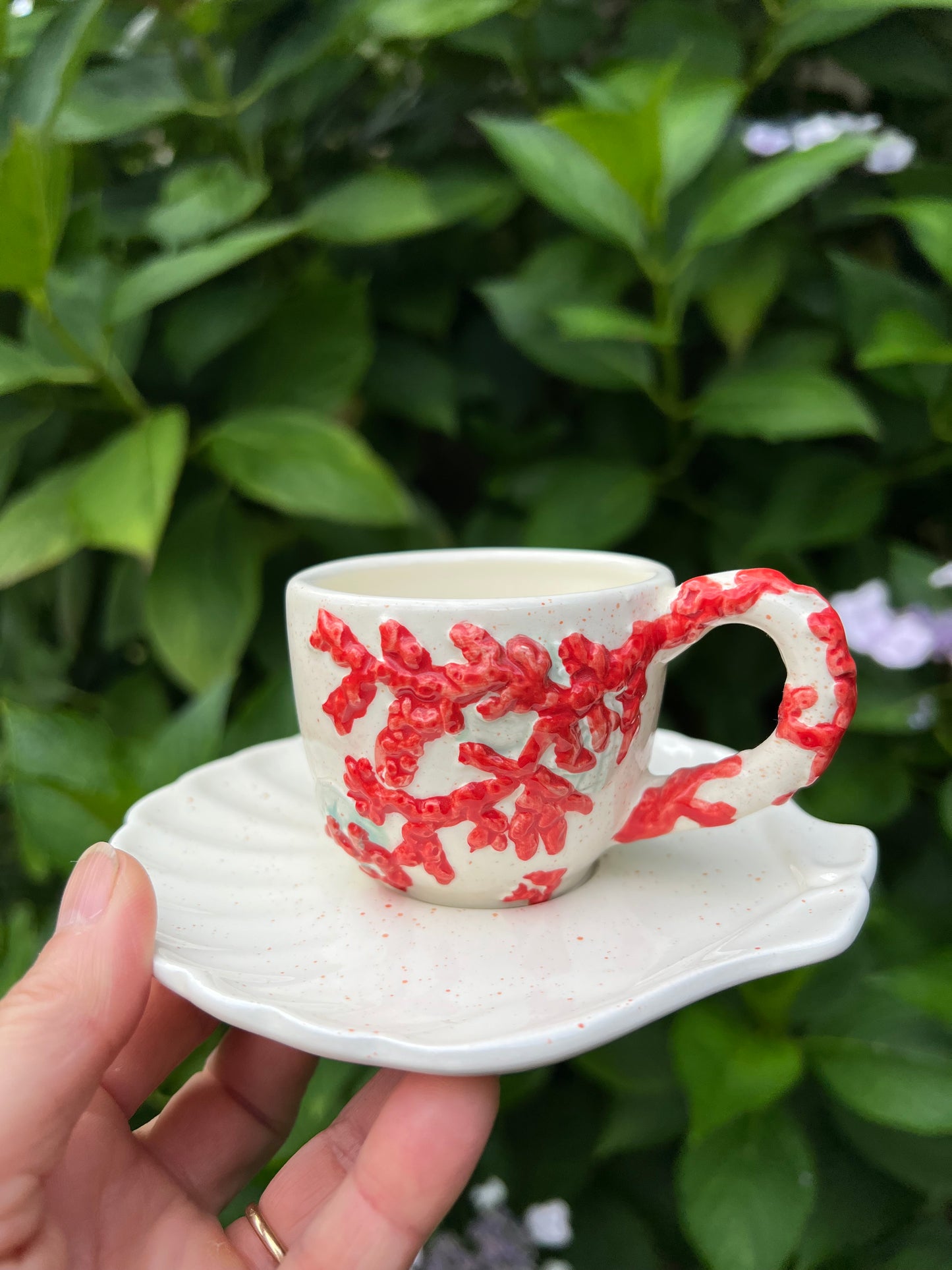 6 tasses à café corail