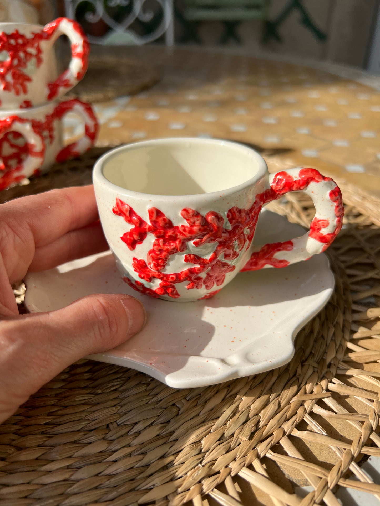 6 tasses à café corail