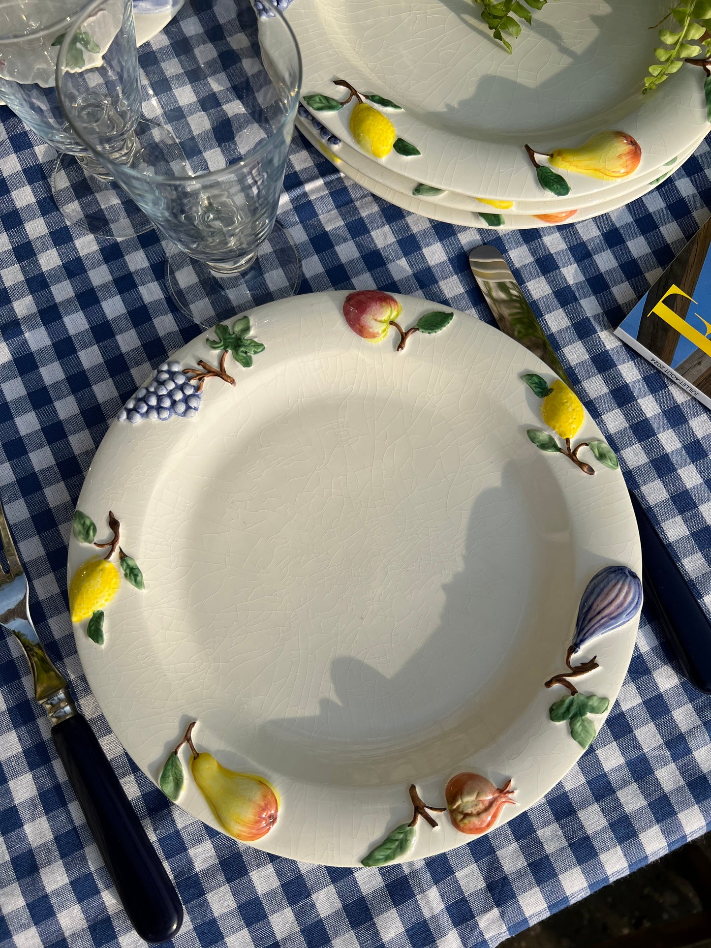 5 assiettes plates fruits made in Italy