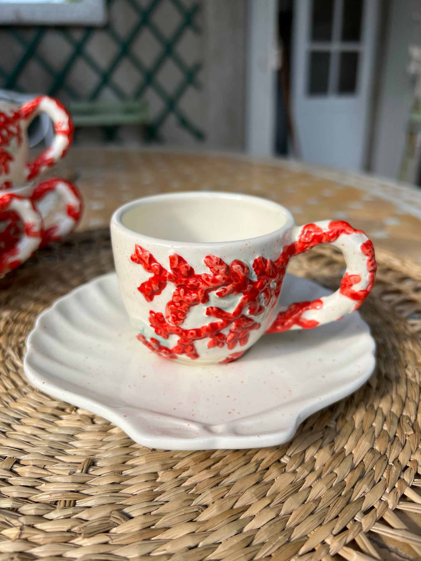 6 tasses à café corail