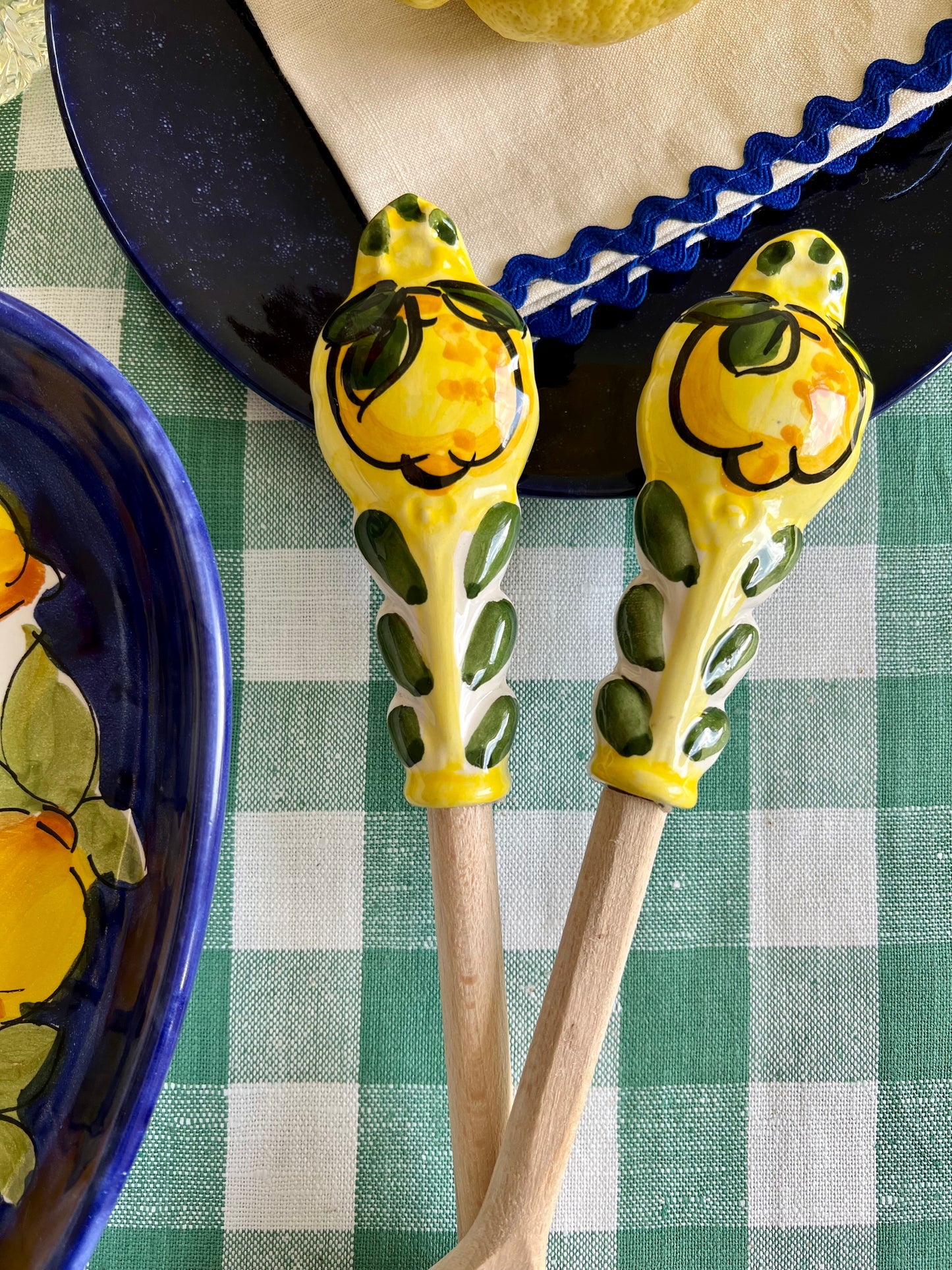 Couverts à salade jaune citrons Made in Italy