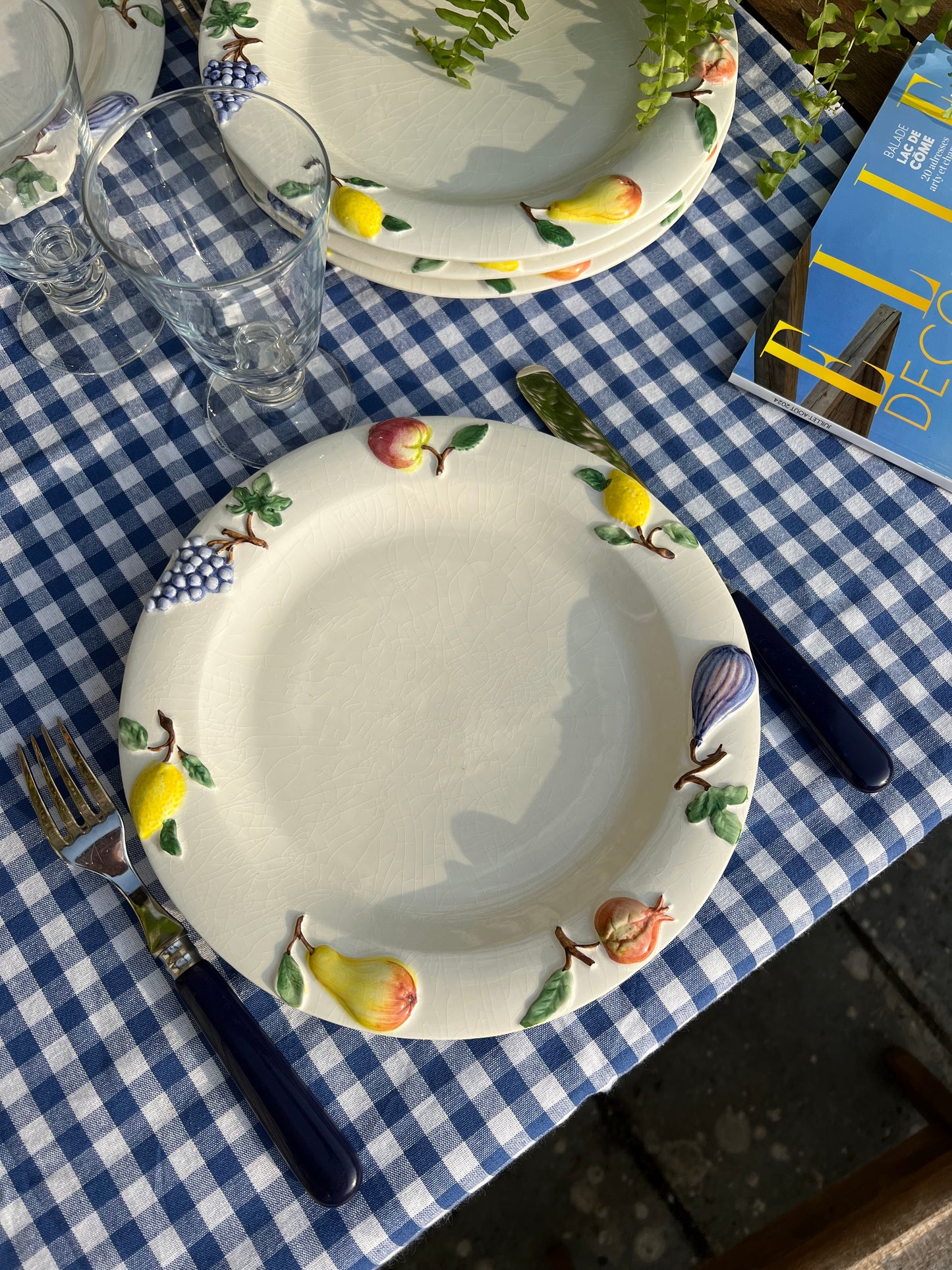 5 assiettes plates fruits made in Italy