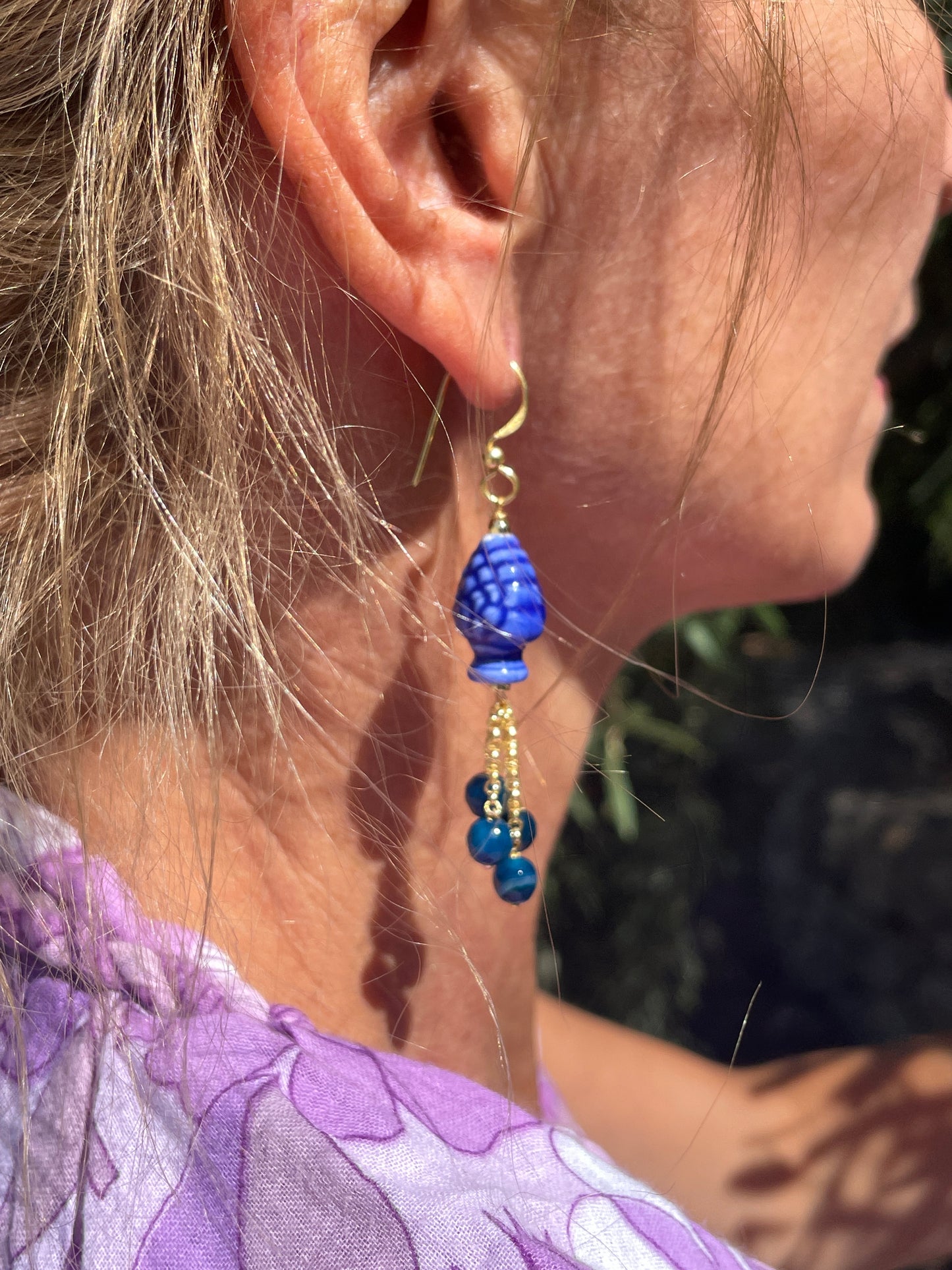 Boucles d’oreilles céramique Pigna bleues Made in Italy