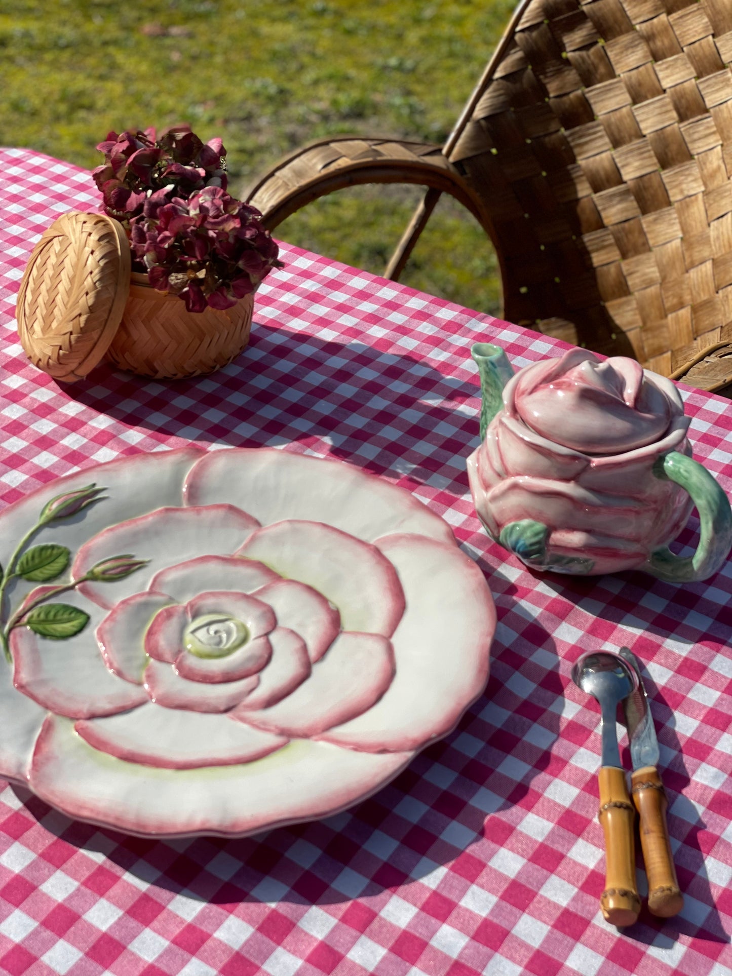 Théière et plat Rose Made in Italy