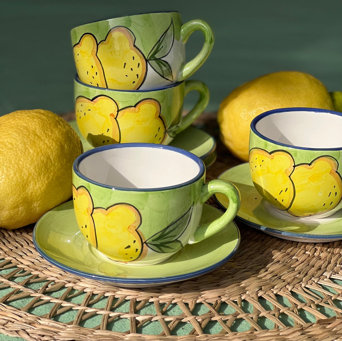 4 tasses à café citrons