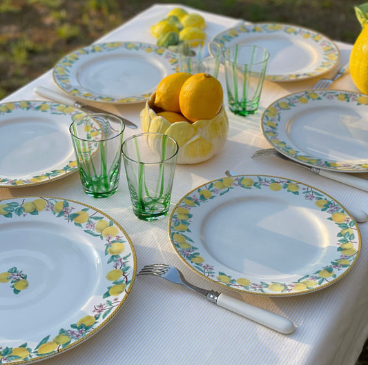 6 assiettes plates et un grand plat citrons Made in Italy