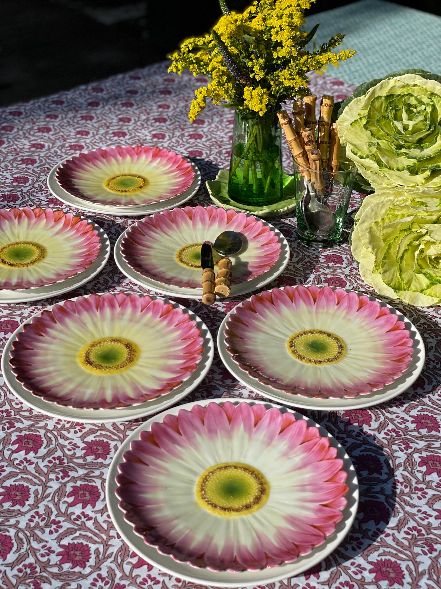 6 assiettes à dessert fleurs peintes à la main