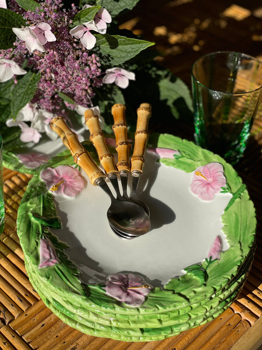 6 assiettes à dessert fleurs Chaumette Made in Italy