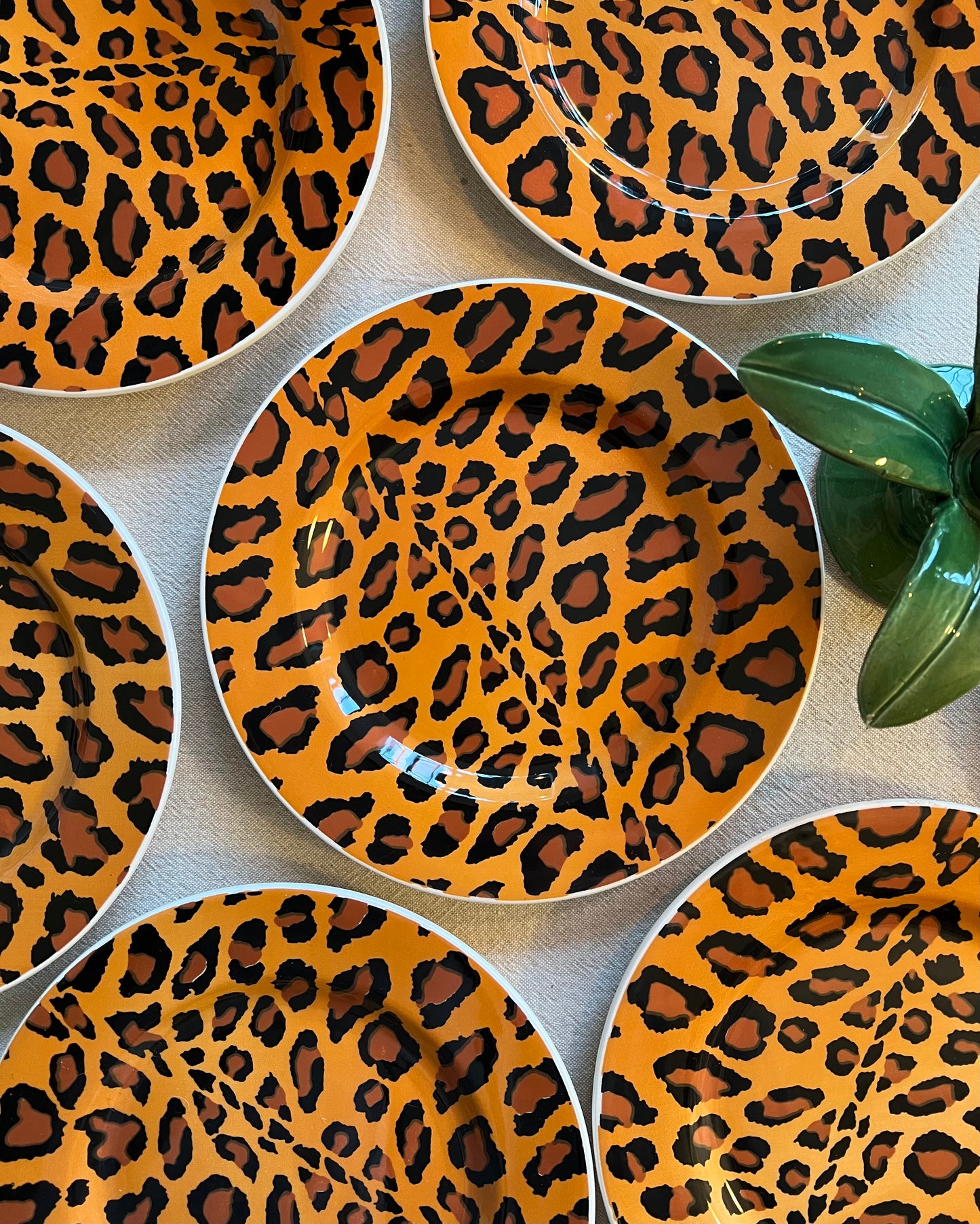 12 assiettes dessert Leopard Made in Italy