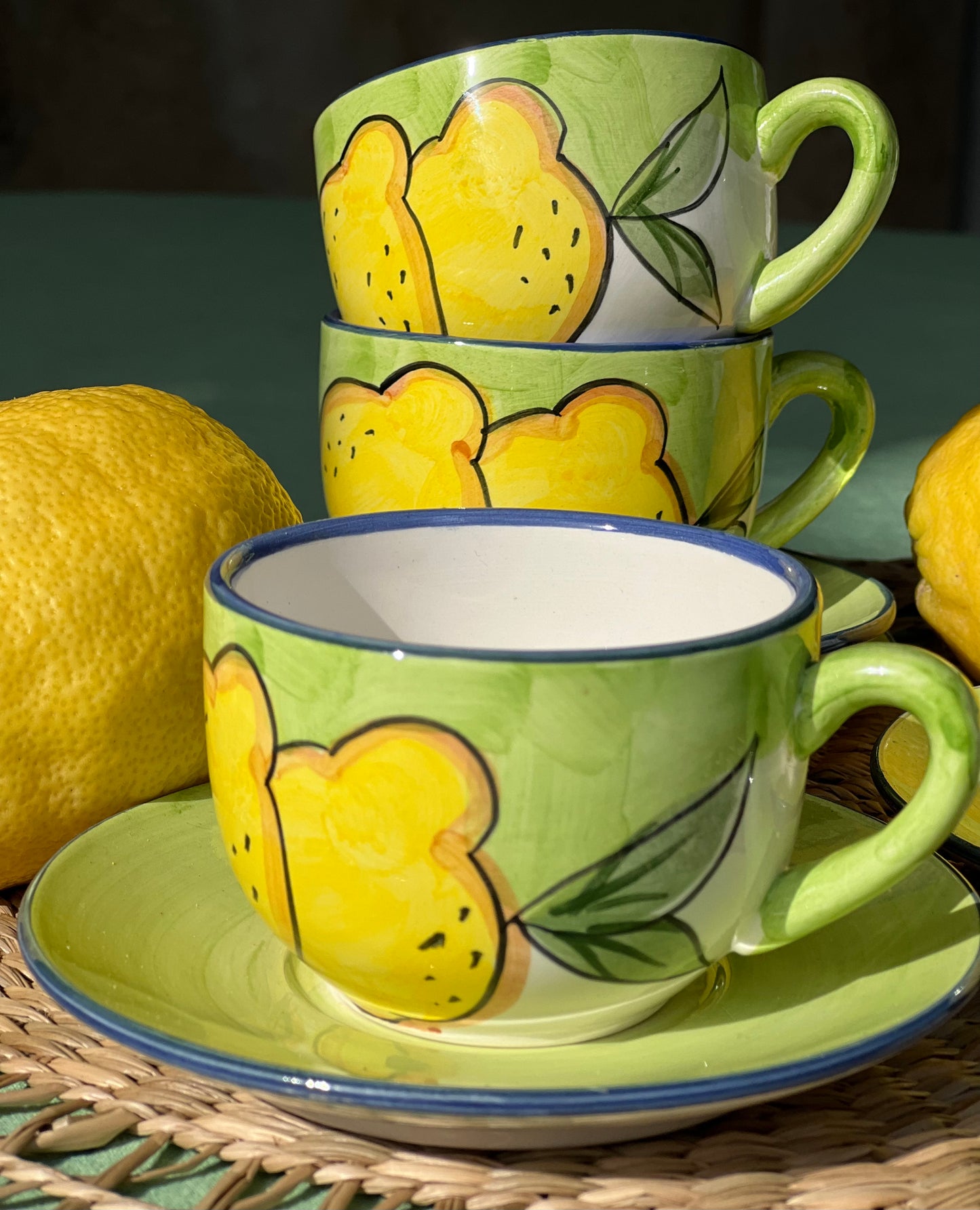 4 tasses à café citrons