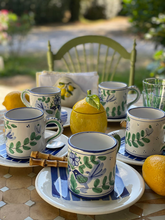 6 tasses oiseaux Made in Italy