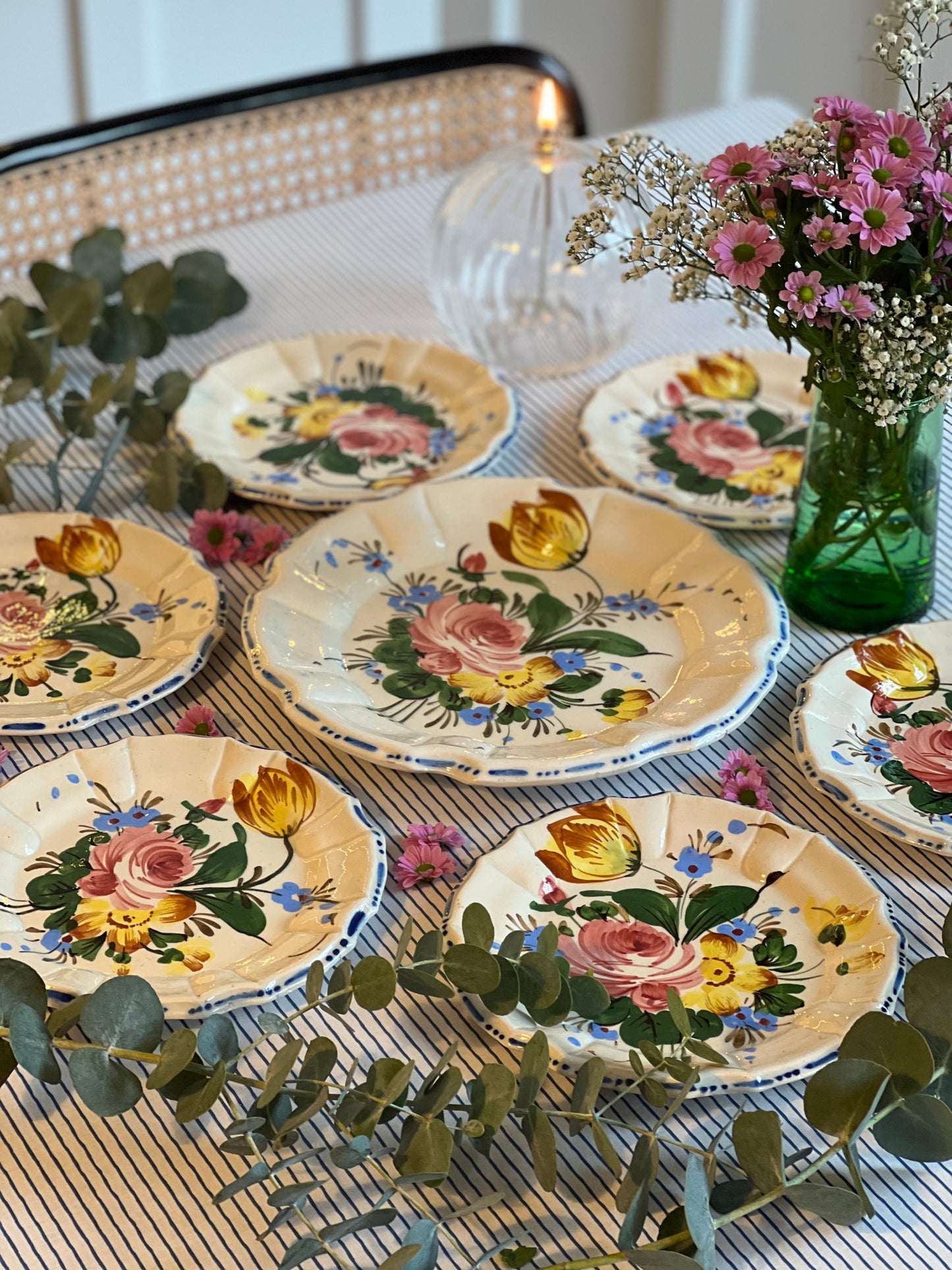 6 petites assiettes dessert fleurs Made in Italy